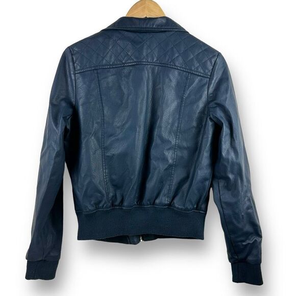 I.B. Diffusion Faux Leather Jacket Women's Size M Black Moto Style - Picture 2 of 11